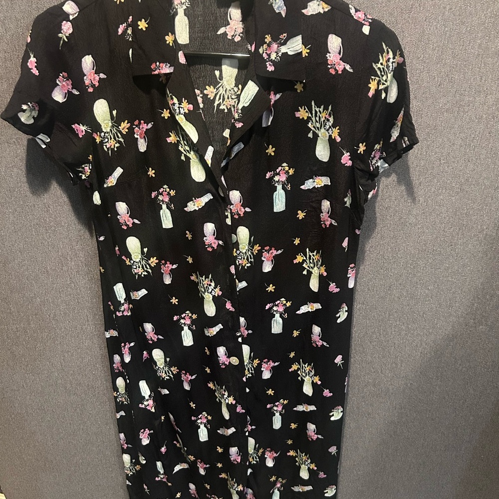 Floral Print Black Dress